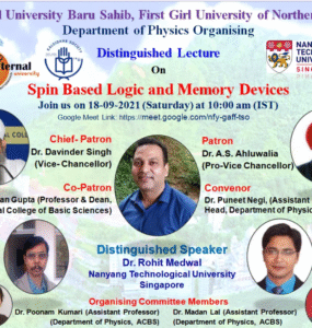 Exploring Spintronics – Eternal University’s Distinguished Lecture Series with Dr. Rohit Medwal from NTU Singapore