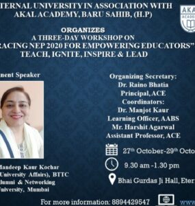 Reimagining Education – Eternal University Leads the Way with NEP 2020 Workshop for Educators Reimagining Education – Eternal University Leads the Way with NEP 2020 Workshop for Educators